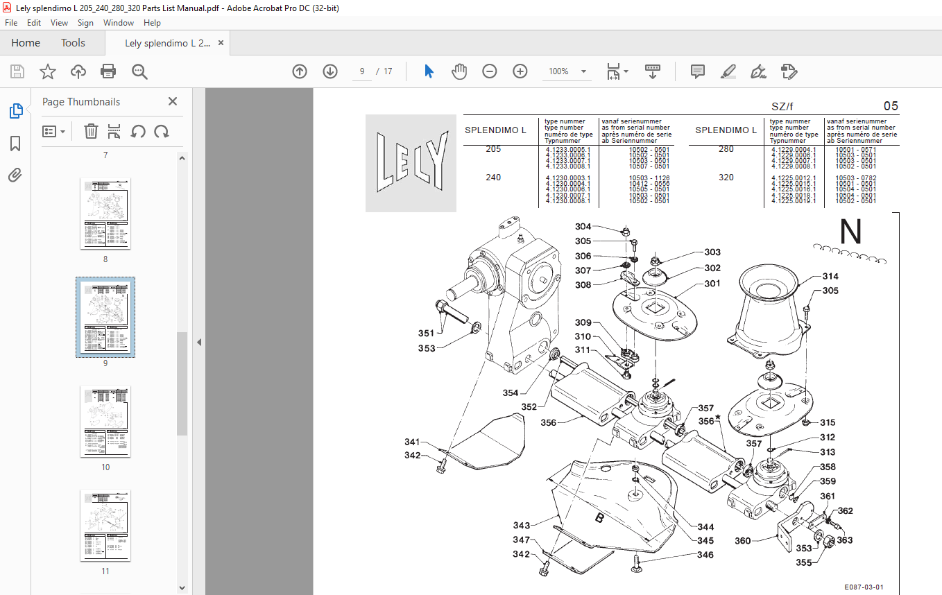 Lely splendimo L 205 240 280 320 Parts List Manual - PDF DOWNLOAD ...