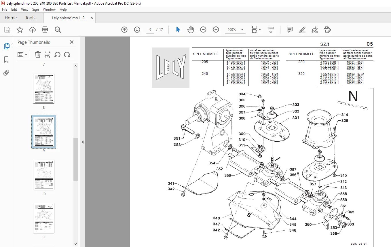 Lely splendimo L 205 240 280 320 Parts List Manual - PDF DOWNLOAD - Image 3