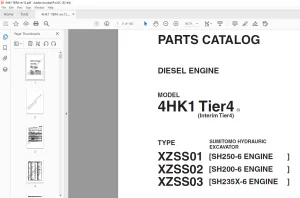 Sumitomo Hydraulic Excavator 4HK1 Tier4 Diesel Engines Parts Manual - PDF DOWNLOAD