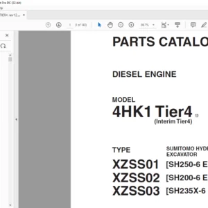Sumitomo Hydraulic Excavator 4HK1 Tier4 Diesel Engines Parts Manual - PDF DOWNLOAD