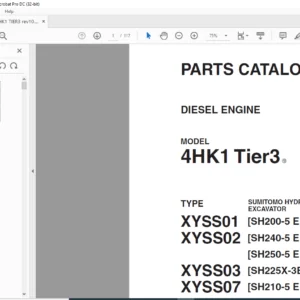 Sumitomo Hydraulic Excavator Diesel Engines 4HK1 Tier3 Parts Catalog Manual