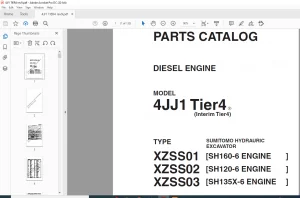 Sumitomo Hydraulic Excavator Diesel Engines 4JJ1 Tier4 Parts Catalog Manual