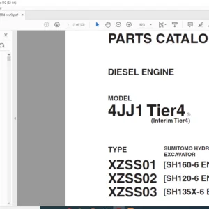 Sumitomo Hydraulic Excavator Diesel Engines 4JJ1 Tier4 Parts Catalog Manual