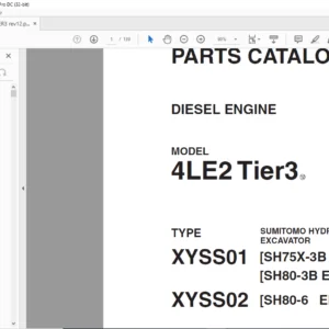 Sumitomo Hydraulic Excavator Diesel Engines 4LE2 Tier3 Parts Catalog Manual - PDF DOWNLOAD