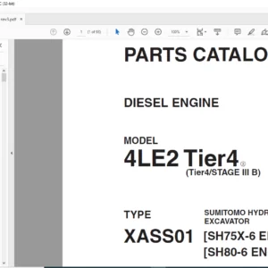 Sumitomo Hydraulic Excavator Diesel Engines 4LE2 Tier4 Parts Catalog Manual