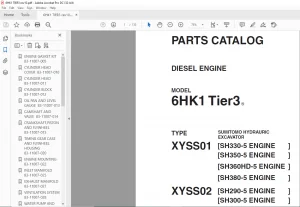 Sumitomo Hydraulic Excavator Diesel Engines 6HK1 Tier3 Parts Catalog Manual