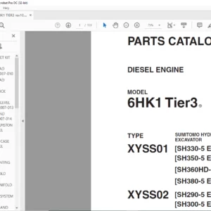 Sumitomo Hydraulic Excavator Diesel Engines 6HK1 Tier3 Parts Catalog Manual