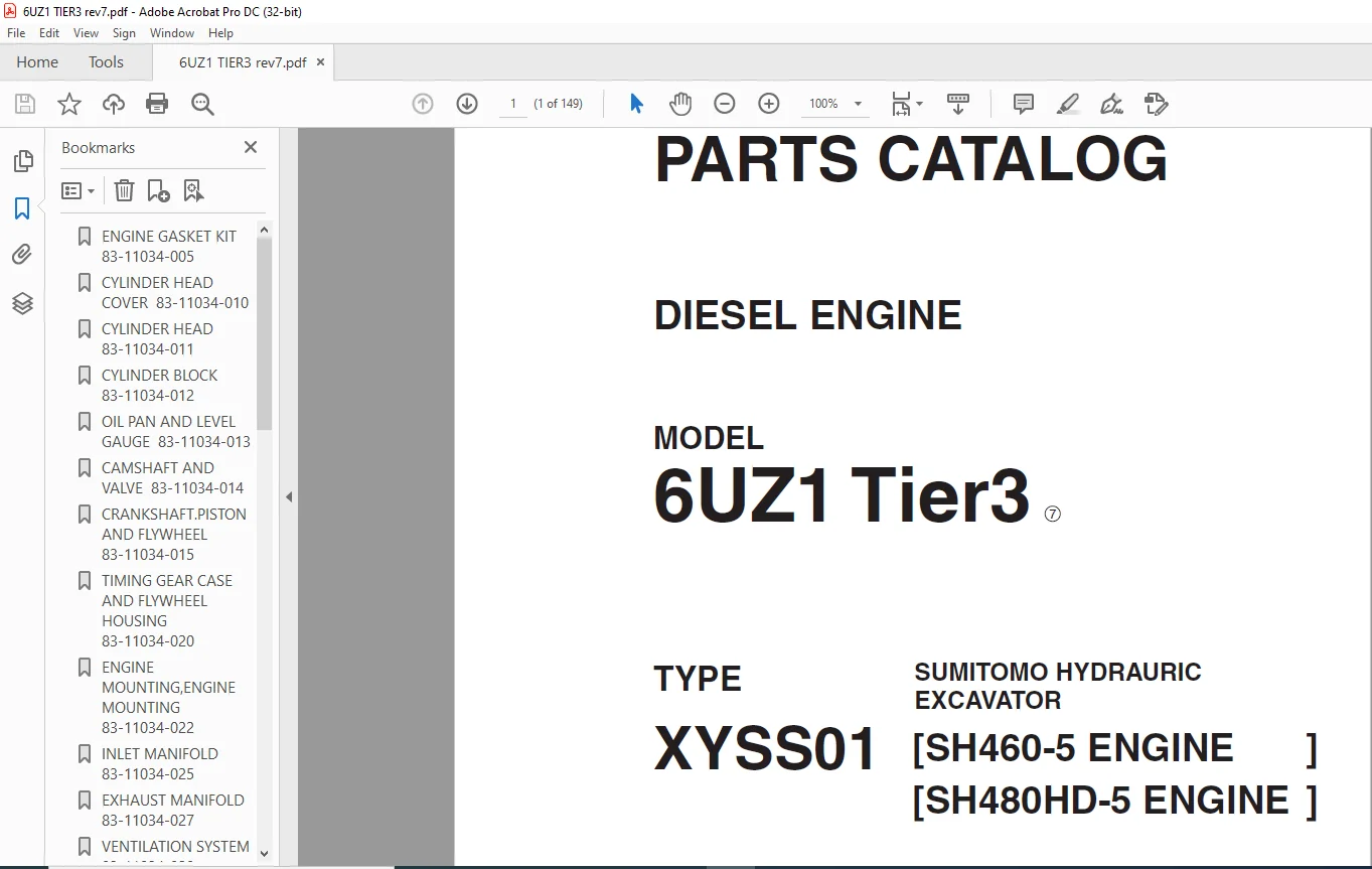 Sumitomo Hydraulic Excavator Diesel Engines 6UZ1 Tier3 Parts Catalog Manual - Image 3