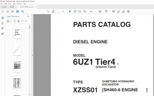 Sumitomo Hydraulic Excavator Diesel Engines 6UZ1 Tier4 Parts Catalog Manual