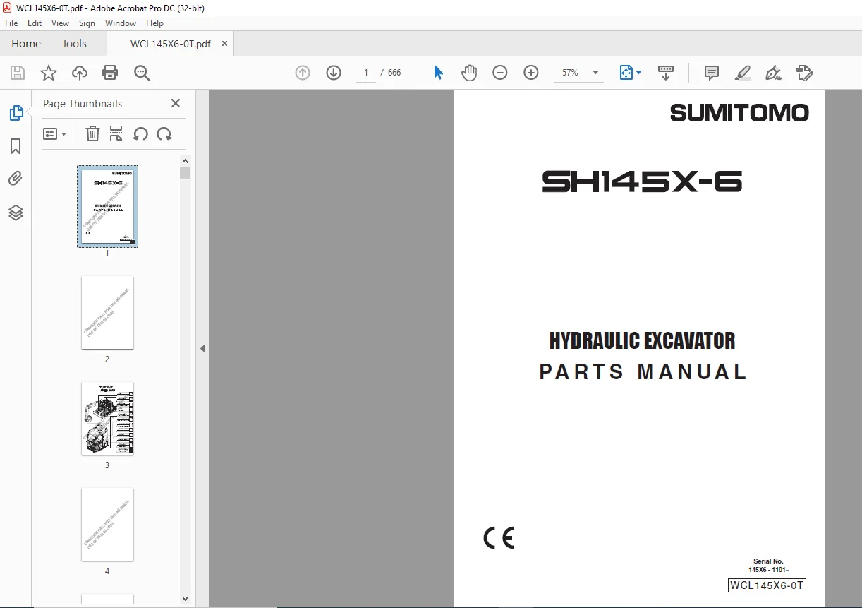 Sumitomo SH145X-6 Hydraulic Excavator Parts Manual WCL145X6-0T - PDF DOWNLOAD - Image 3