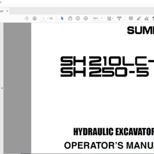 Sumitomo SH210LC-5 SH250-5 Hydraulic Excavator Operator's Manual WDL2005-2T - PDF DOWNLOAD