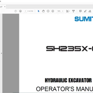 Sumitomo SH235X-6 Hydraulic Excavator Operator's Manual WDL2356-1T - PDF DOWNLOAD