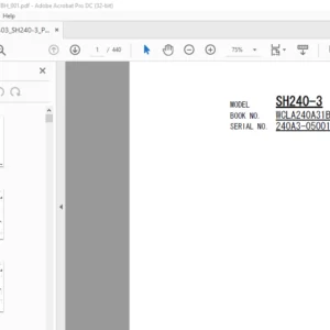 Sumitomo SH240-3 Excavator Parts + Inner Parts Manual - PDF DOWNLOAD
