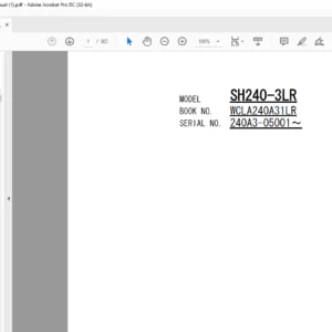 Sumitomo SH240-3LR Hydraulic Excavator Parts + Inner Parts Manual - PDF DOWNLOAD