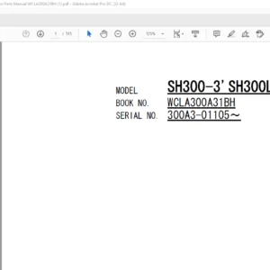 Sumitomo SH300-3 SH300LC-3 SH350HD-3 Hydraulic Excavator Parts Manual WCLA300A31BH
