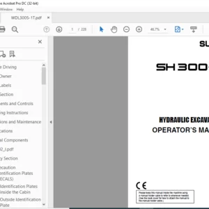 Sumitomo SH300-5 Hydraulic Excavator Operator's Manual WDL3005-1T - PDF DOWNLOAD
