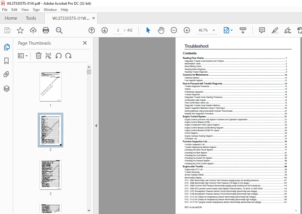 Sumitomo SH300-5 Hydraulic Excavator Troubleshooting Manual WLST3305TS-01W - Image 2