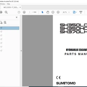 Sumitomo SH350LC-5 SH350HD-5 SH370HD-5 Hydraulic Excavator Parts Manual WCL3305-1T