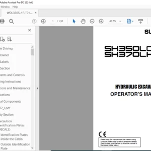 Sumitomo SH350LC-5 SH370LHD-5 Hydraulic Excavator Operator's Manual WDL3305-1F-T01 - PDF DOWNLOAD