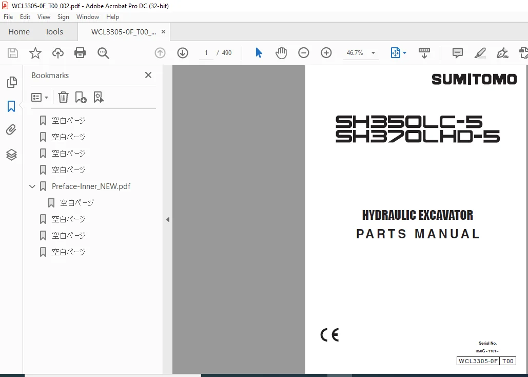 Sumitomo SH350LC-5 SH370LHD-5 Hydraulic Excavator Parts Manual WCL3305-0F - PDF DOWNLOAD - Image 3