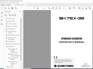 Sumitomo SH75X-3B Hydraulic Excavator Operator's Manual - PDF DOWNLOAD