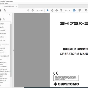 Sumitomo SH75X-3B Hydraulic Excavator Operator's Manual - PDF DOWNLOAD