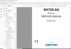 Sumitomo SH75X-6A Excavator Service Manual WLSM0756-00T - PDF DOWNLOAD