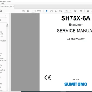 Sumitomo SH75X-6A Excavator Service Manual WLSM0756-00T - PDF DOWNLOAD