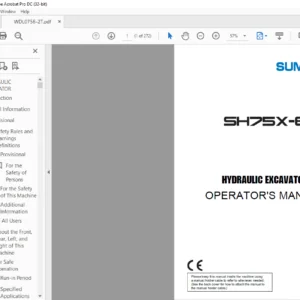 Sumitomo SH75X-6A Hydraulic Excavator Operator's Manual - PDF DOWNLOAD