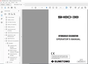 Sumitomo SH80-3B Hydraulic Excavator Operator's Manual - PDF DOWNLOAD
