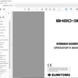 Sumitomo SH80-3B Hydraulic Excavator Operator's Manual - PDF DOWNLOAD