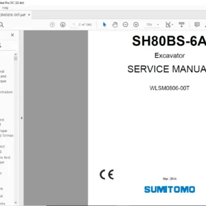 Sumitomo SH80BS-6A Excavator Service Manual WLSM0806-00T - PDF DOWNLOAD