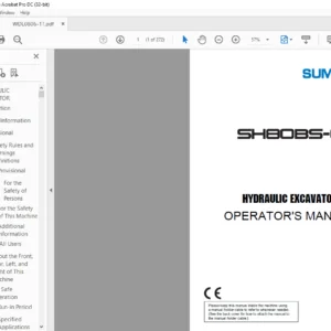Sumitomo SH80BS-6A Hydraulic Excavator Operator's Manual - PDF DOWNLOAD