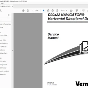 Vermeer D20x22 Horizontal Directional Drill Service Manual - PDF DOWNLOAD