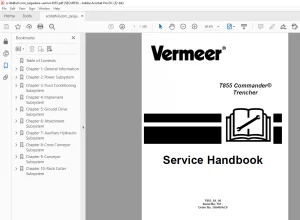 Vermeer T855 Commander Trencher Service Handbook Manual - PDF DOWNLOAD
