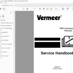 Vermeer T855 Commander Trencher Service Handbook Manual - PDF DOWNLOAD