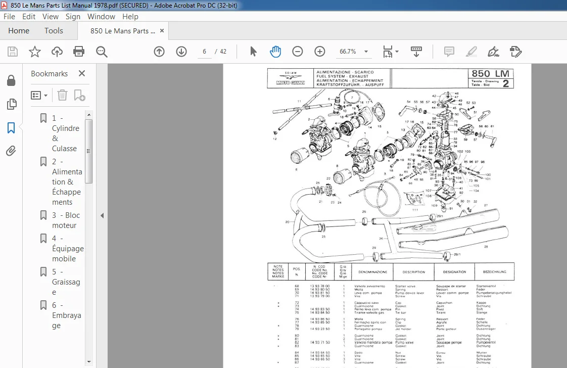1978 Moto Guzzi 850 Le Mans Parts List Manual - PDF DOWNLOAD - Image 2