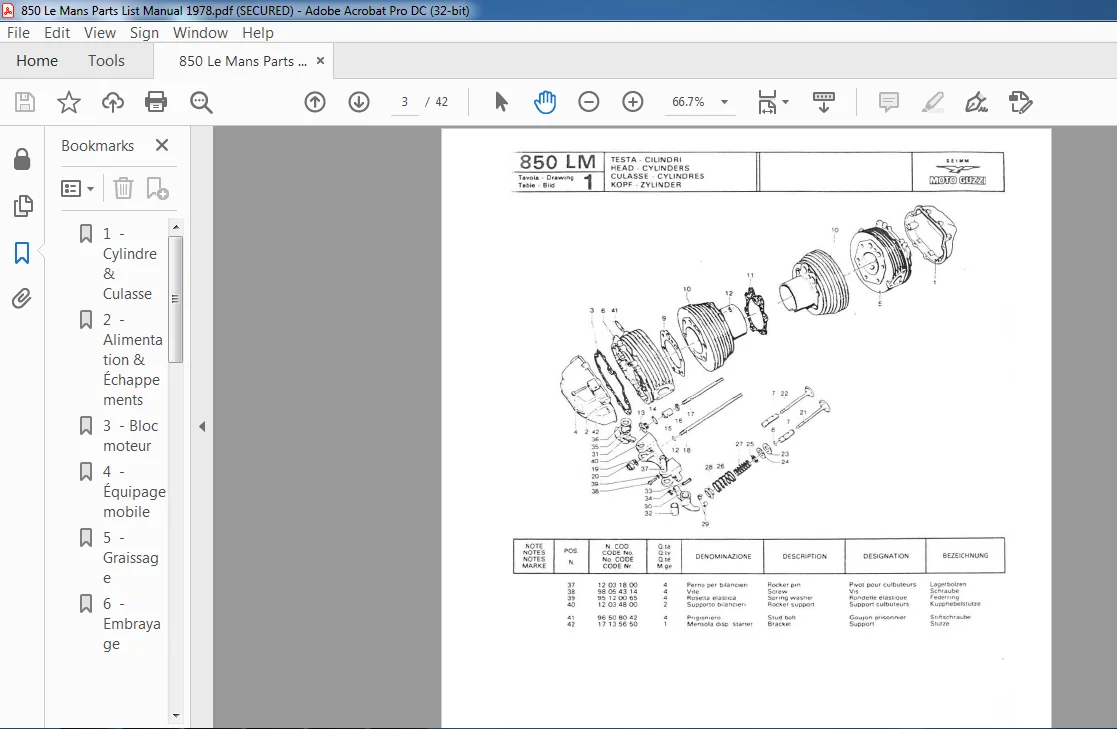 1978 Moto Guzzi 850 Le Mans Parts List Manual - PDF DOWNLOAD - Image 4