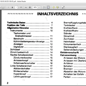 1995-1998 Kawasaki GPZ 1100 Betriebsanleitung - PDF DOWNLOAD (German)