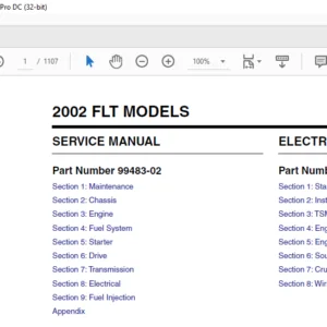 2002 Harley Davidson Touring FLT Models Electrical Diagnostics + Service Manual