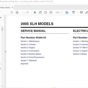 2005 Harley Davidson Sportster XLH Models Electrical Diagnostics + Service Manual