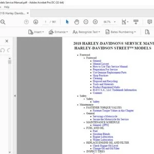 2018 Harley Davidson Street Models Service Manual - PDF DOWNLOAD