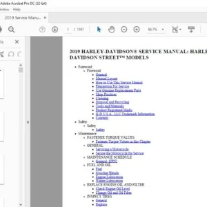 2019 Harley Davidson Street Models Service Manual - PDF DOWNLOAD