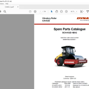 Atlas Copco Dynapac  CA402D Vibratory Roller Spare Parts Catalogue SCA402D-4EN2 - PDF DOWNLOAD