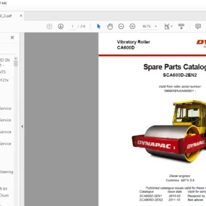 Atlas Copco Dynapac CA600D Vibratory Roller Spare Parts Catalogue SCA600D-2EN2 - PDF DOWNLOAD