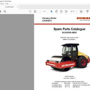 Atlas Copco Dynapac CA250STD Spare Parts Catalogue SCA260D-4EN2 -  PDF DOWNLOAD