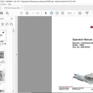 Bucyrus 25M0 Operation & Maintenance Manual- CAT Continuous Miner 25M0 - PDF DOWNLOAD
