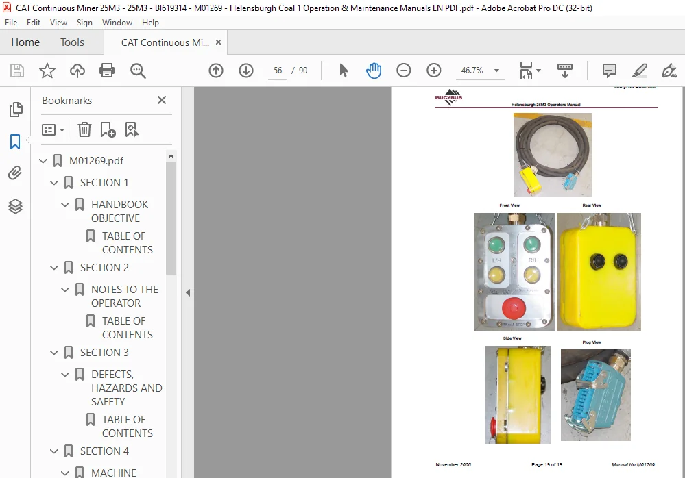 Bucyrus 25M3 Operation & Maintenance Manual CAT Continuous Miner 25M3 - PDF DOWNLOAD - Image 4
