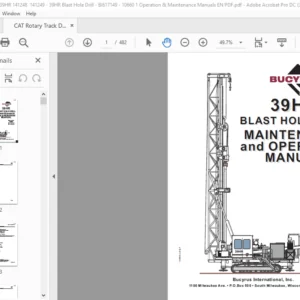 Bucyrus 39HR Blast hole Drill  MAINTENANCE & OPERATION Manual - CAT Rotary Track Drill 39HR  - PDF DOWNLOAD