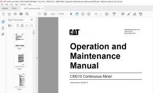 Bucyrus CM210 Operation & Maintenance Manual- CAT Continuous Miner CM210 - PDF DOWNLOAD